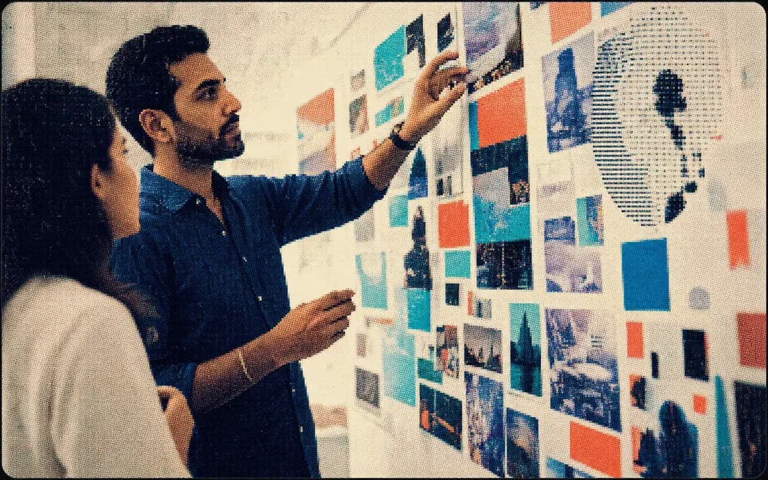 Content strategists shaping a visual editorial narrative